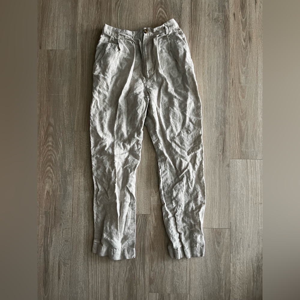 Reformation Light Beige Linen Pants